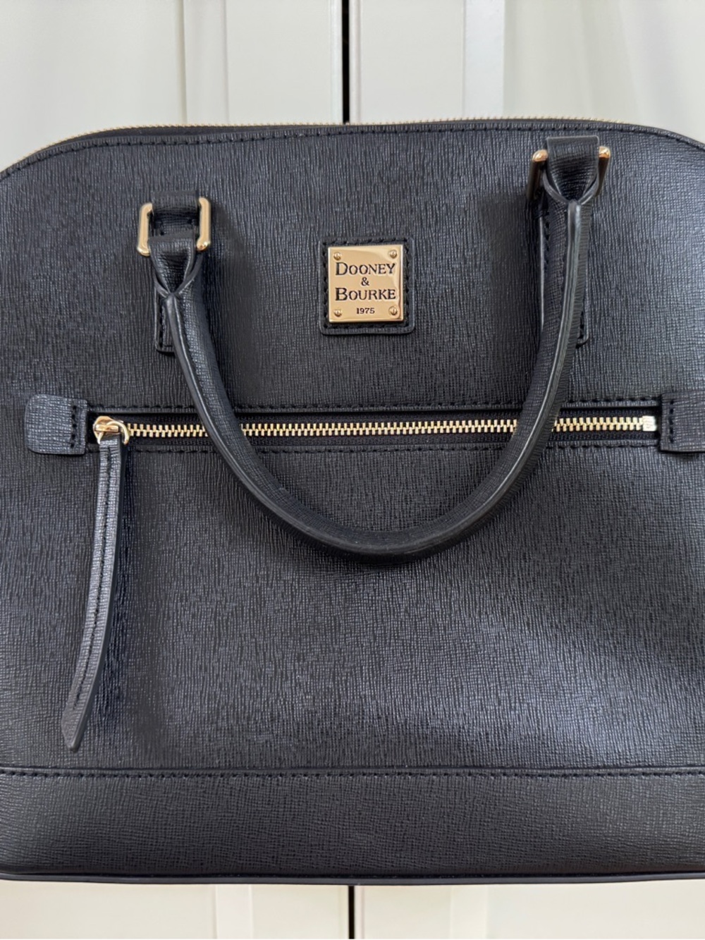 Dooney & Bourke Santino Domed Leather Satchel with Gold Hardware